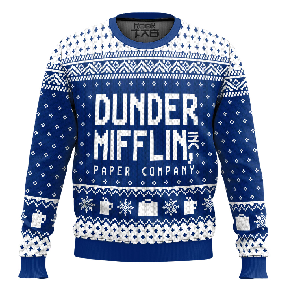 Hooktab Dunder Mifflin Paper Company The Office Ugly Christmas Sweater Hooktab Dunder Mifflin Paper Company The Office Ugly Christmas Sweater