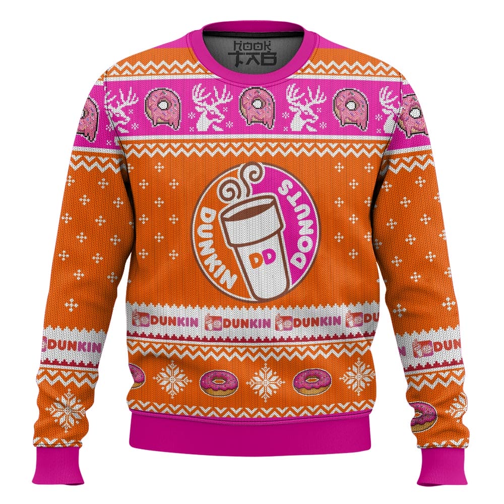 Hooktab Dunkin’ Donuts Ugly Christmas Sweater Hooktab Dunkin’ Donuts Ugly Christmas Sweater