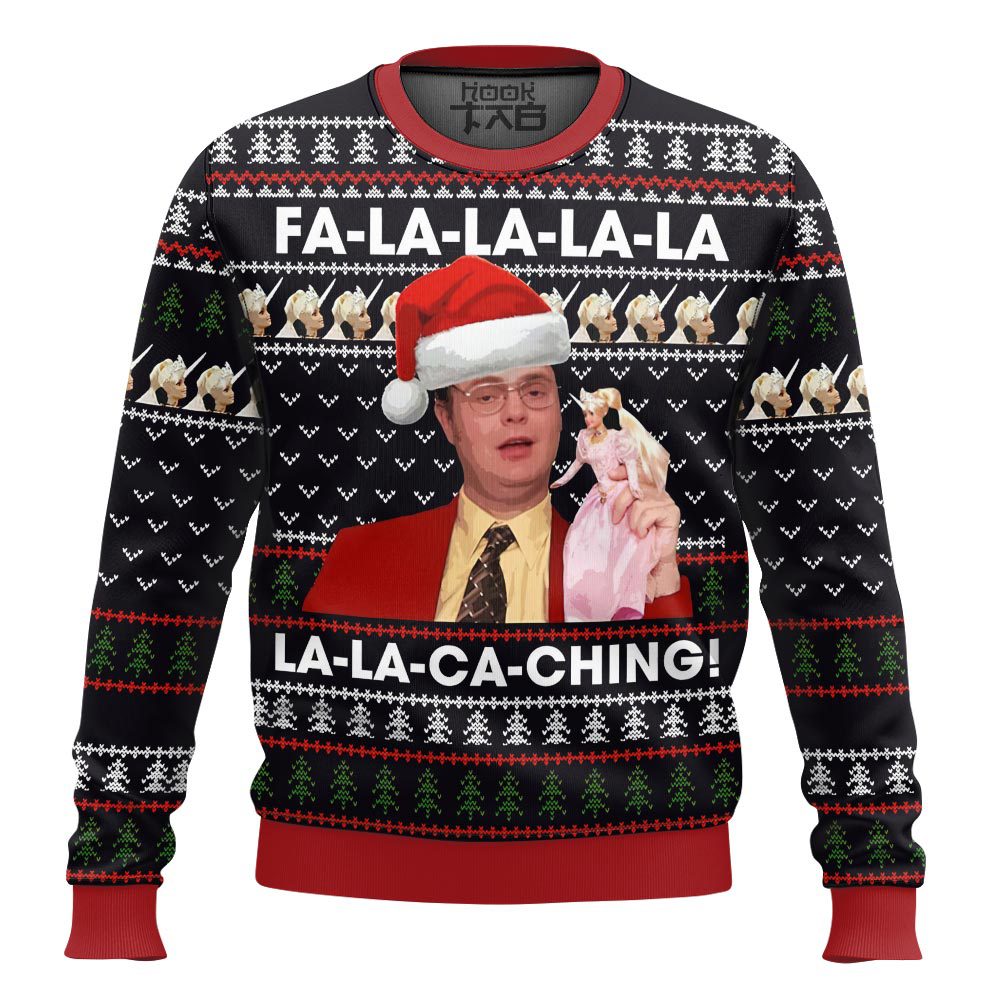 Hooktab Dwight Schrute Fa La La The Office Ugly Christmas Sweater Hooktab Dwight Schrute Fa La La The Office Ugly Christmas Sweater