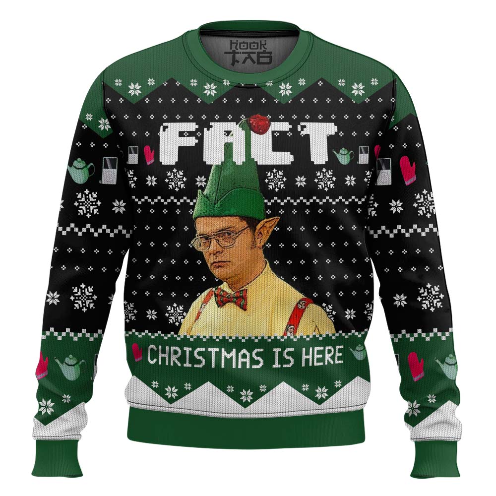 Hooktab Dwight Schrute Fact The Office Ugly Christmas Sweater Hooktab Dwight Schrute Fact The Office Ugly Christmas Sweater