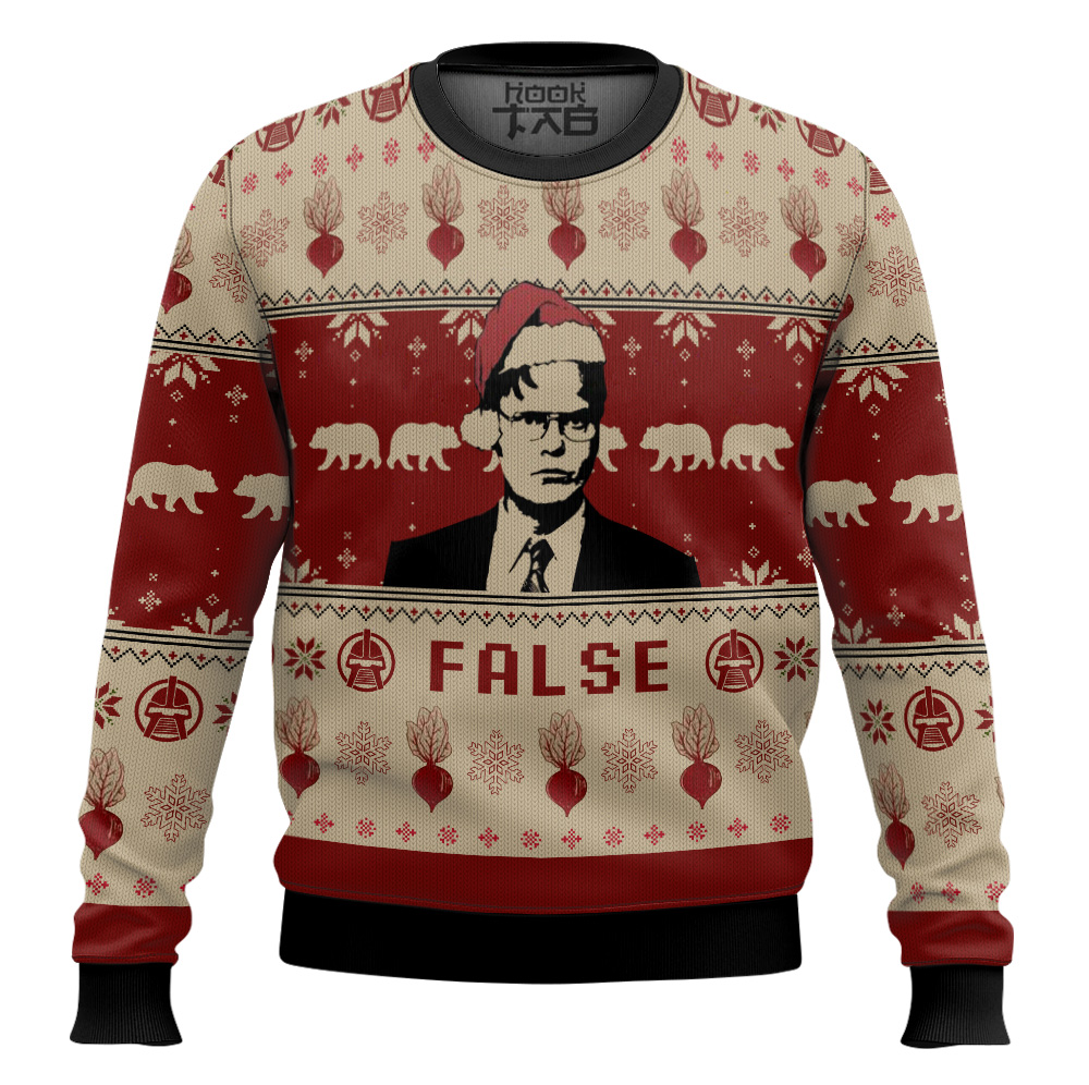 Hooktab Dwight Schrute False The Office Ugly Christmas Sweater Hooktab Dwight Schrute False The Office Ugly Christmas Sweater