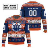Hooktab Edmonton Oilers - Custom Name And Number Ugly Sweater