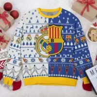 Hooktab El Clasico Barcelona vs Real Madrid Ugly Christmas Sweater