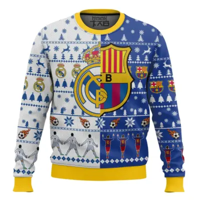 El Clasico Barcelona vs Real Madrid Ugly Christmas Sweater