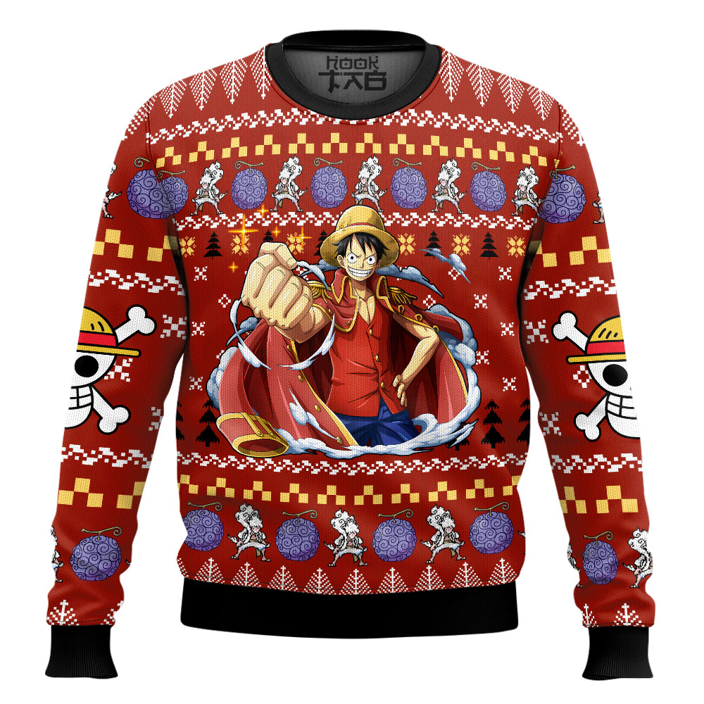 Hooktab Emperor Luffy One Piece Ugly Christmas Sweater Hooktab Emperor Luffy One Piece Ugly Christmas Sweater