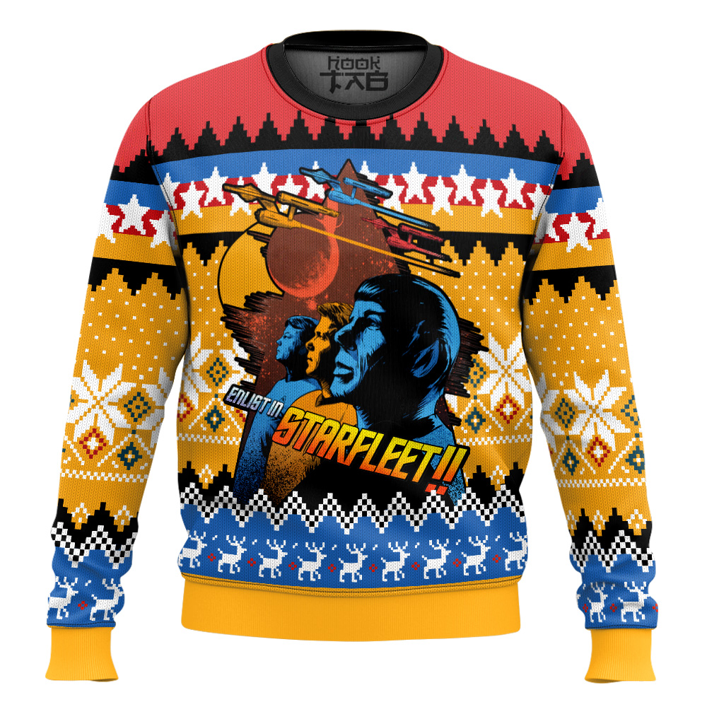 Hooktab Enlist In Starfleet! Star Trek Ugly Christmas Sweater Hooktab Enlist In Starfleet! Star Trek Ugly Christmas Sweater