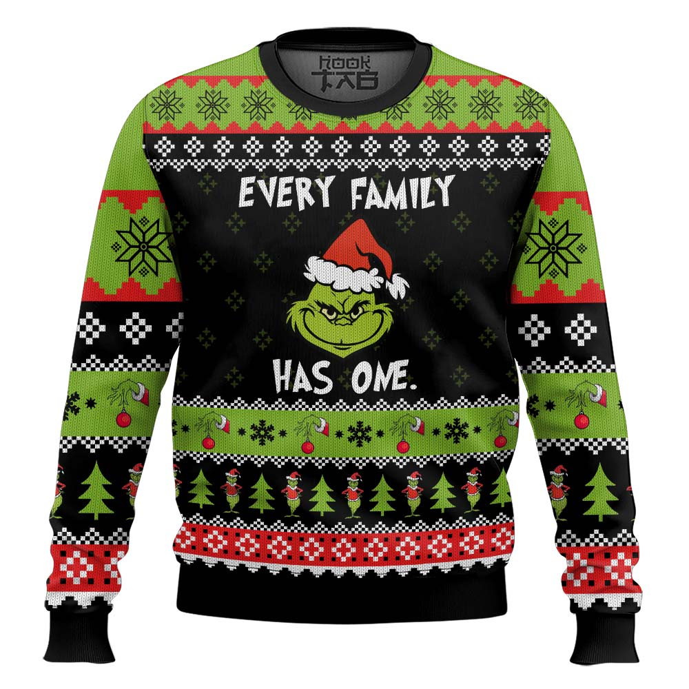 Hooktab Every Family Has One Grinch Ugly Christmas Sweater Hooktab Every Family Has One Grinch Ugly Christmas Sweater