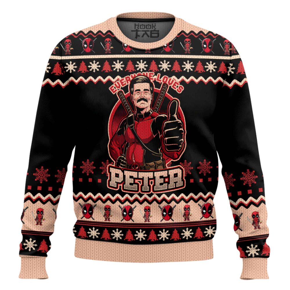 Hooktab Everyone Loves Petter Deadpool Ugly Christmas Sweater Hooktab Everyone Loves Petter Deadpool Ugly Christmas Sweater