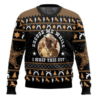 Excuse Me While I Whip This Out Blazing Saddles 1974 Ugly Christmas Sweater