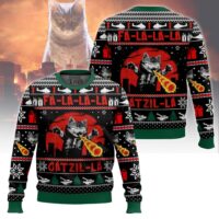 Hooktab Fa-La-La-La Catzila Ugly Christmas Sweater