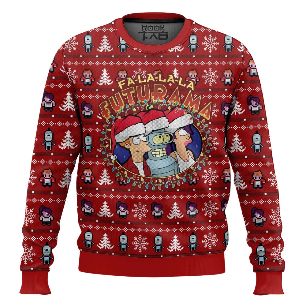 Hooktab Fa-la-la-la Futurama Ugly Christmas Sweater Hooktab Fa-la-la-la Futurama Ugly Christmas Sweater