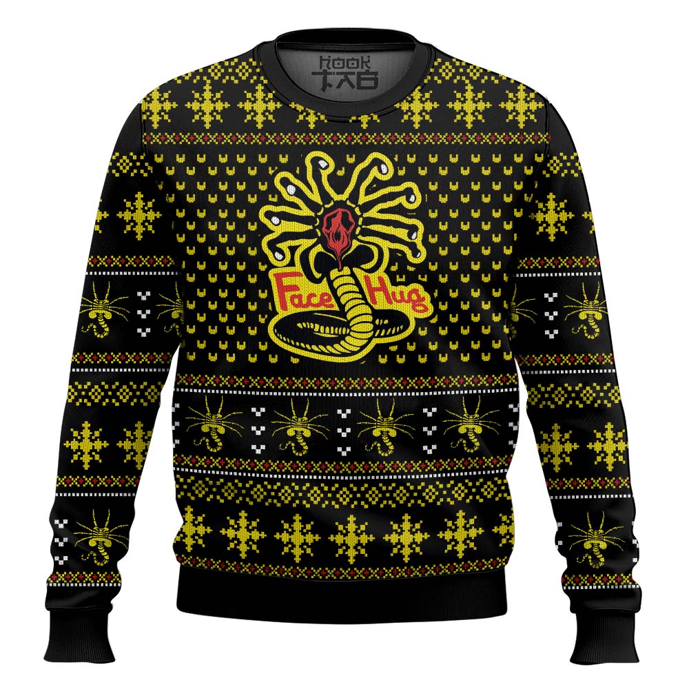 Hooktab Face Hugs Alien Ugly Christmas Sweater Hooktab Face Hugs Alien Ugly Christmas Sweater