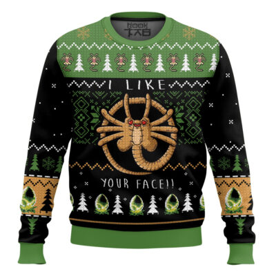Facehugger Likes Your Face Alien Ugly Christmas Sweater