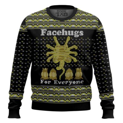 Facehugs For Everyone Alien Ugly Christmas Sweater