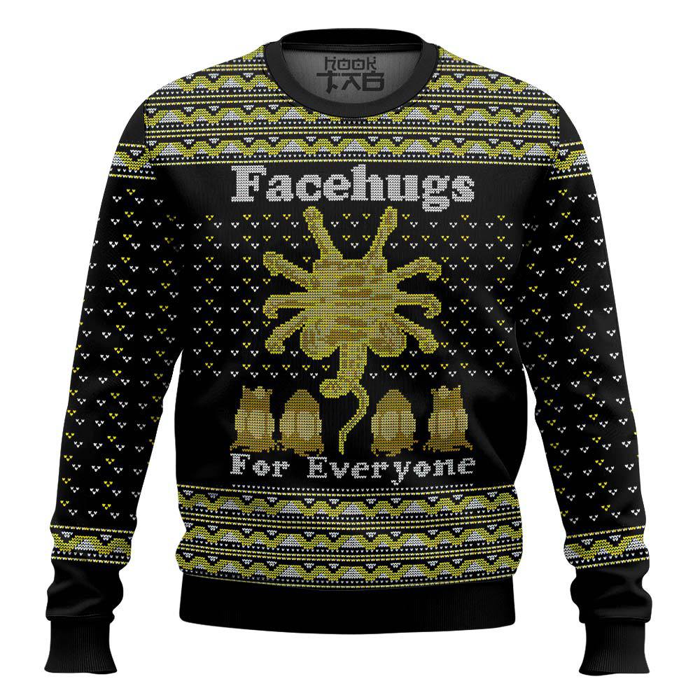 Hooktab Facehugs For Everyone Alien Ugly Christmas Sweater Hooktab Facehugs For Everyone Alien Ugly Christmas Sweater