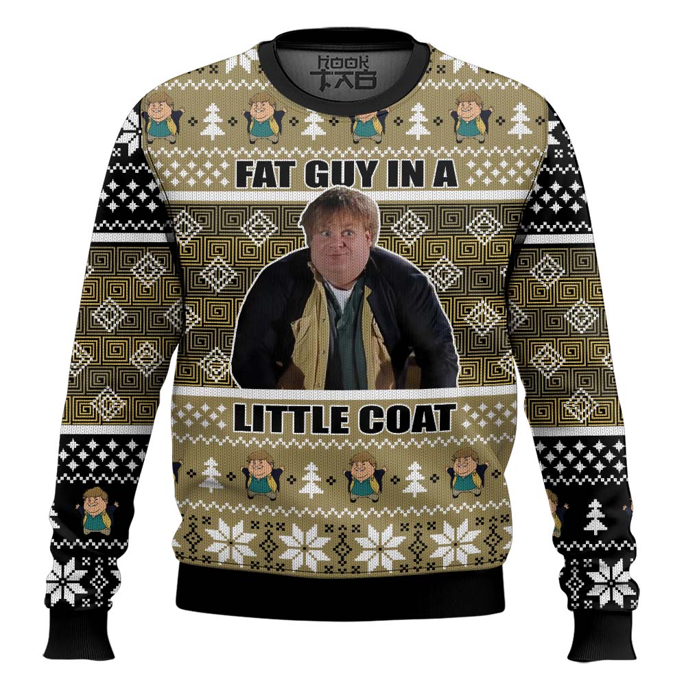 Hooktab Fat Guy In A Little Coat Chris Farley Ugly Christmas Sweater Hooktab Fat Guy In A Little Coat Chris Farley Ugly Christmas Sweater