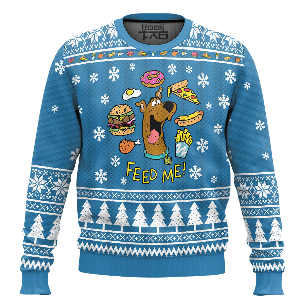 Hooktab Feed Me Scooby Doo Ugly Christmas Sweater Hooktab Feed Me Scooby Doo Ugly Christmas Sweater