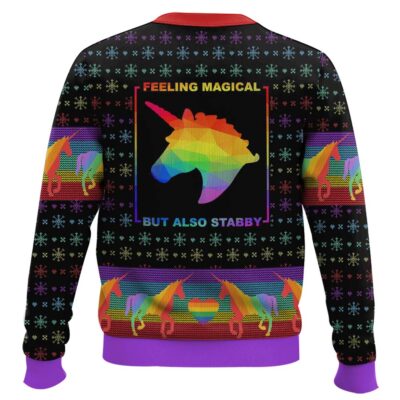 Hooktab Feeling Magical But Also Stabby LGBT Support Ugly Christmas Sweater