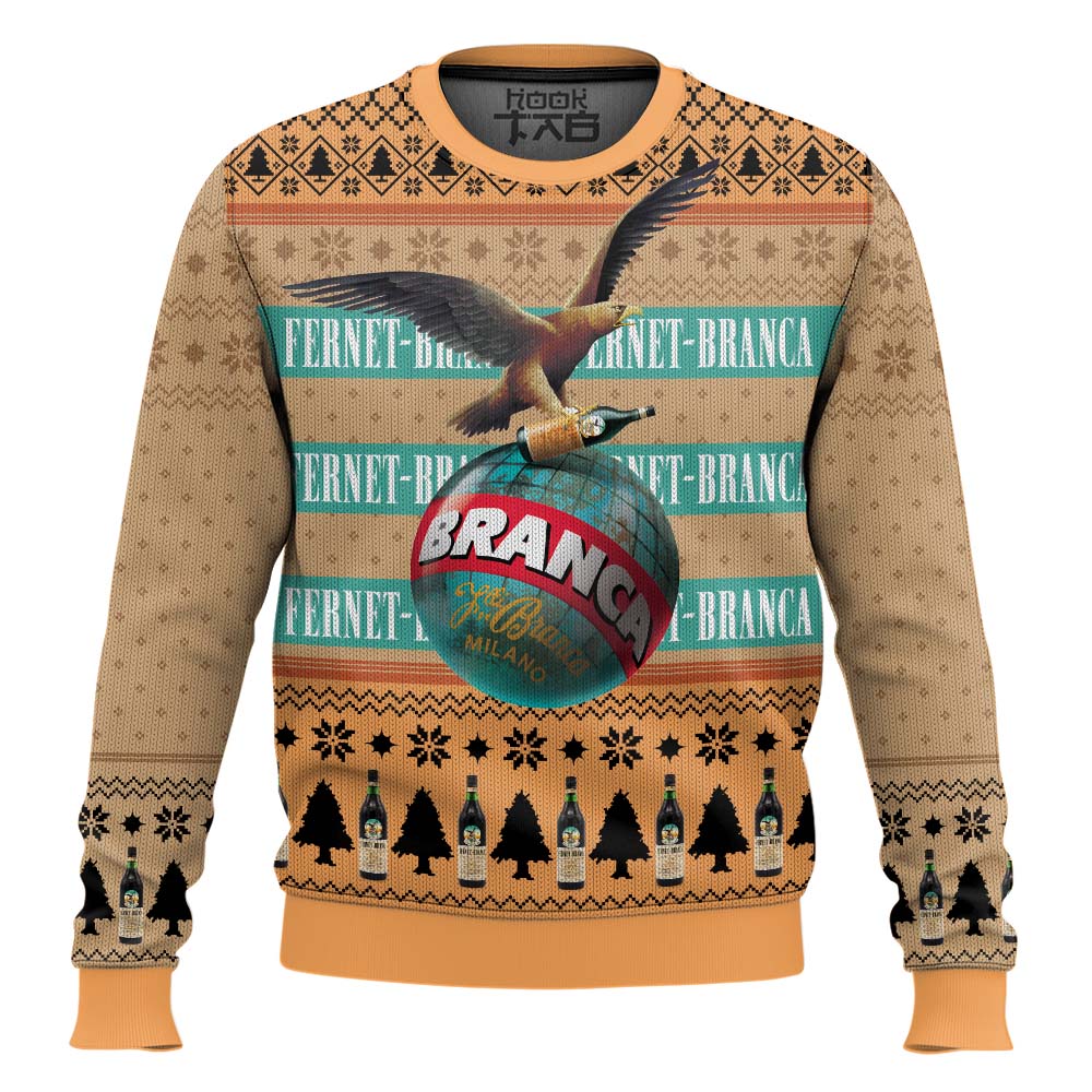 Hooktab Fernet-Branca Italian Bitters Ugly Christmas Sweater Hooktab Fernet-Branca Italian Bitters Ugly Christmas Sweater