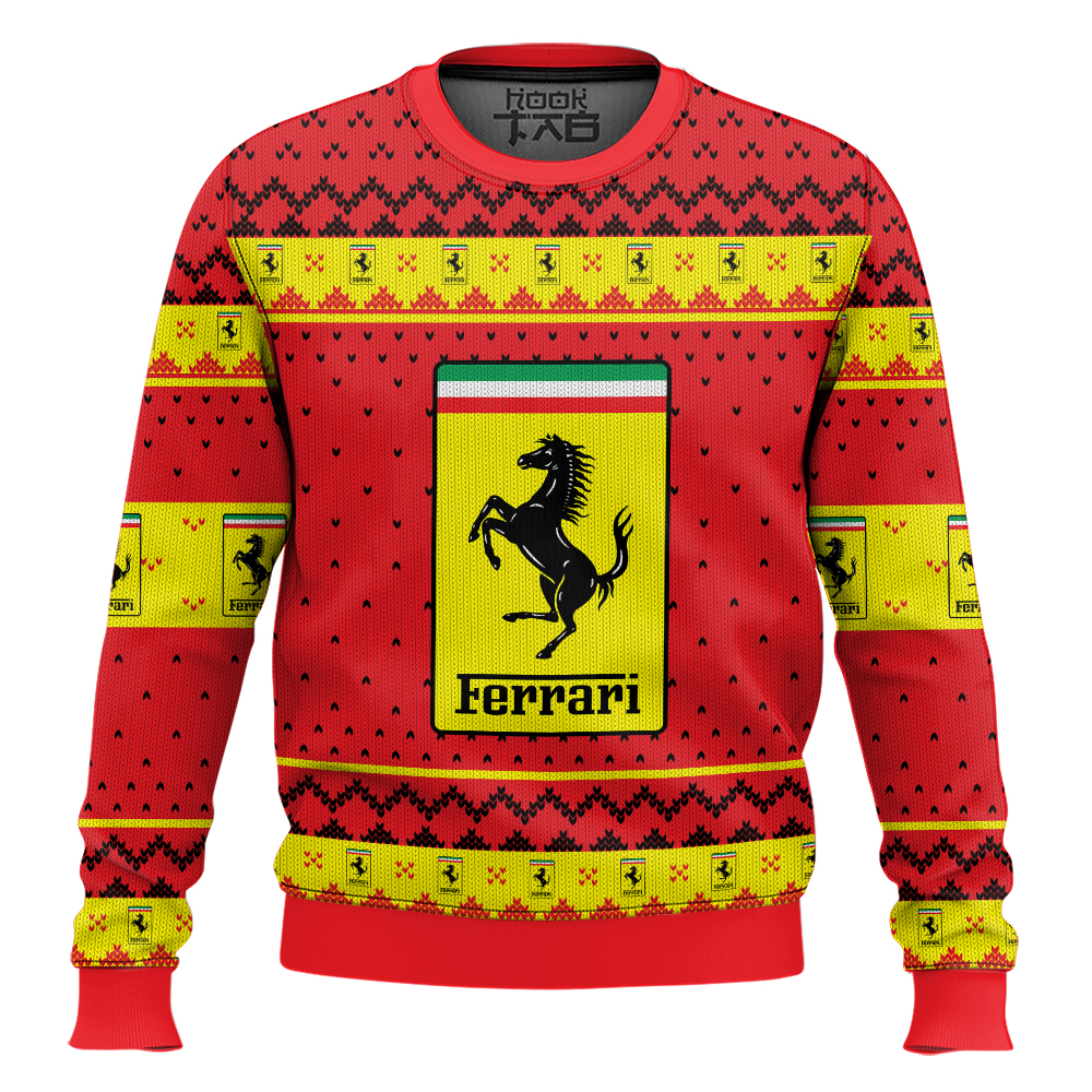 Hooktab Ferrari Ugly Christmas Sweater Hooktab Ferrari Ugly Christmas Sweater