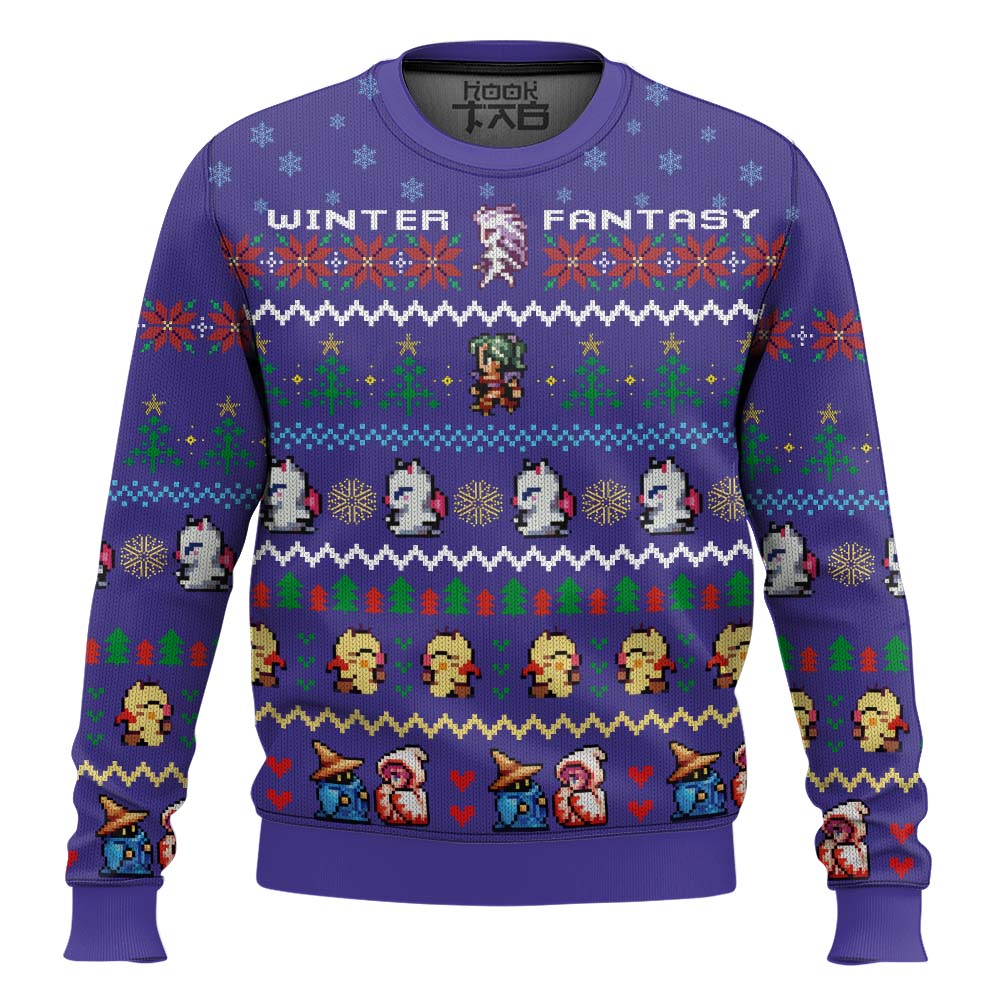 Hooktab Final Fantasy Winter Ugly Christmas Sweater Hooktab Final Fantasy Winter Ugly Christmas Sweater