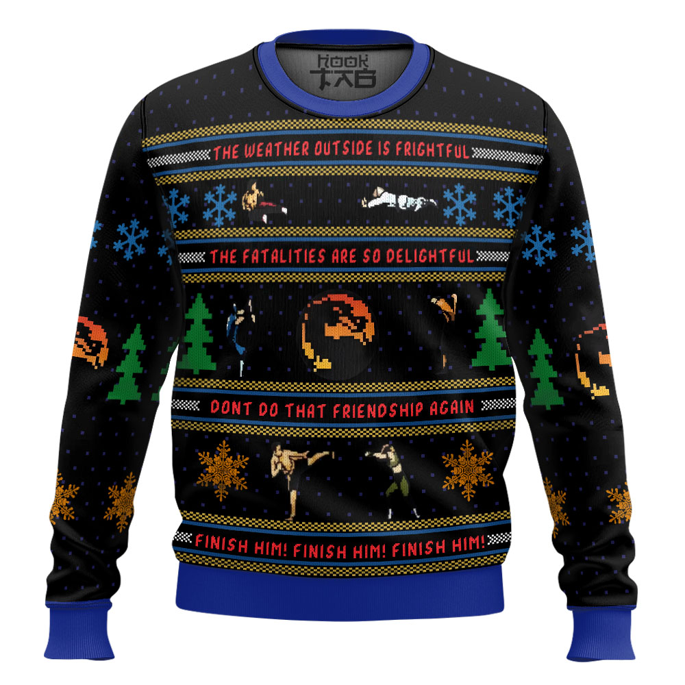 Hooktab Finish Him Mortal Kombat Ugly Christmas Sweater Hooktab Finish Him Mortal Kombat Ugly Christmas Sweater