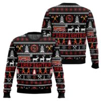 Hooktab Fire Dept Firefighter Ugly Christmas Sweater