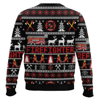 Hooktab Fire Dept Firefighter Ugly Christmas Sweater