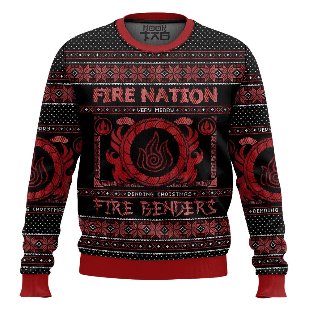 Hooktab Fire Nation Fire Benders Avatar Ugly Christmas Sweater Hooktab Fire Nation Fire Benders Avatar Ugly Christmas Sweater