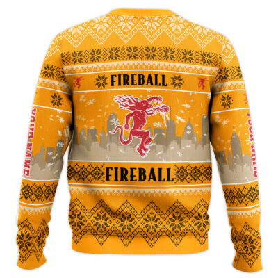 Hooktab Fireball Cinnamon Whisky – Custom Name Ugly Christmas Sweater