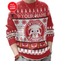 Hooktab Fireball Cinnamon Whisky Titties Funny - Custom Name Ugly Christmas Sweater