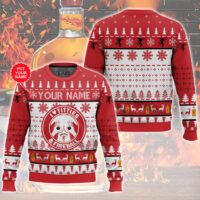 Hooktab Fireball Cinnamon Whisky Titties Funny - Custom Name Ugly Christmas Sweater