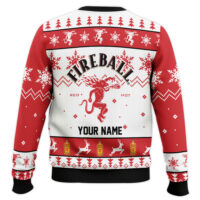 Hooktab Fireball Red Hot Whisky - Custom Name Ugly Christmas Sweater