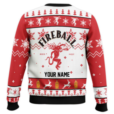 Hooktab Fireball Red Hot Whisky – Custom Name Ugly Christmas Sweater