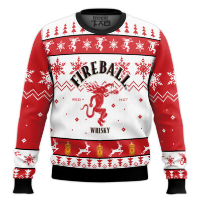Fireball Red Hot Whisky - Custom Name Ugly Christmas Sweater