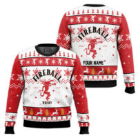 Hooktab Fireball Red Hot Whisky - Custom Name Ugly Christmas Sweater