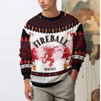 Hooktab Fireball Red Hot Whisky Ugly Christmas Sweater