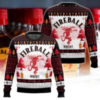 Hooktab Fireball Red Hot Whisky Ugly Christmas Sweater