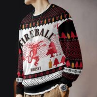 Hooktab Fireball Red Hot Whisky Ugly Christmas Sweater