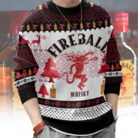 Hooktab Fireball Red Hot Whisky Ugly Christmas Sweater