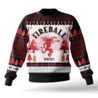 Hooktab Fireball Red Hot Whisky Ugly Christmas Sweater