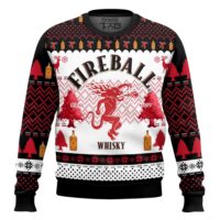 Hooktab Fireball Red Hot Whisky Ugly Christmas Sweater