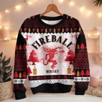 Hooktab Fireball Red Hot Whisky Ugly Christmas Sweater
