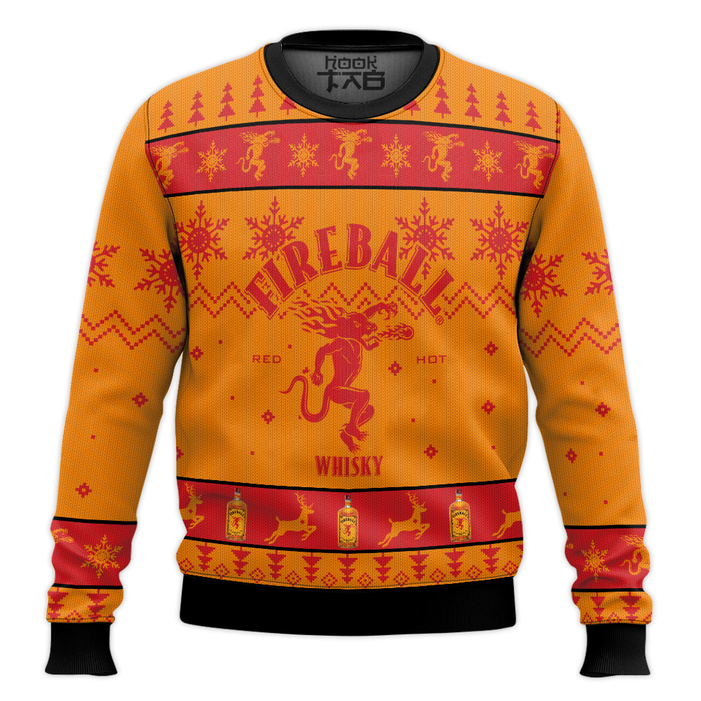 Hooktab Fireball Whisky - Custom Name Ugly Christmas Sweater Hooktab Fireball Whisky - Custom Name Ugly Christmas Sweater