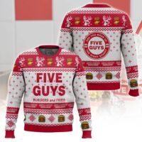 Hooktab Five Guys Burgers And Fries Ugly Christmas Sweater