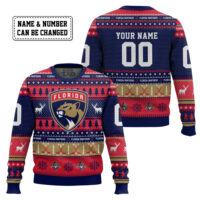 Hooktab Florida Panthers - Custom Name And Number Ugly Sweater