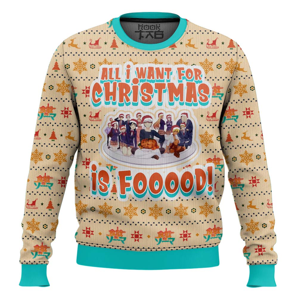 Hooktab Food Wars Shokugeki no Soma Ugly Christmas Sweater Hooktab Food Wars Shokugeki no Soma Ugly Christmas Sweater