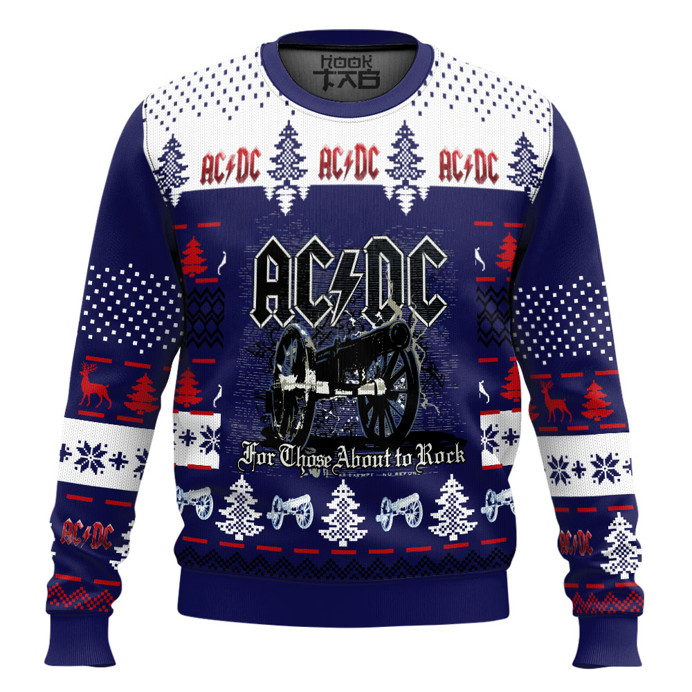 Hooktab For Those About To Rock AC/DC Ugly Christmas Sweater Hooktab For Those About To Rock AC/DC Ugly Christmas Sweater
