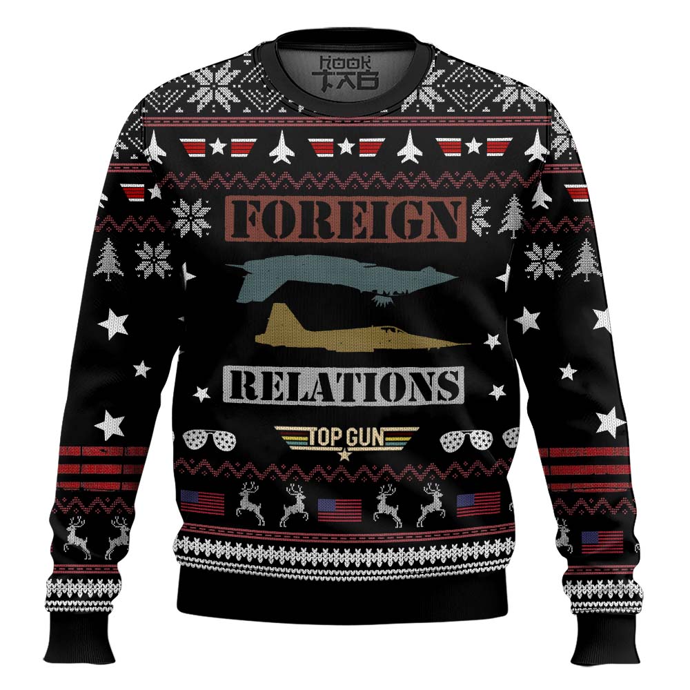 Hooktab Foreign Relations Top Gun Ugly Christmas Sweater Hooktab Foreign Relations Top Gun Ugly Christmas Sweater