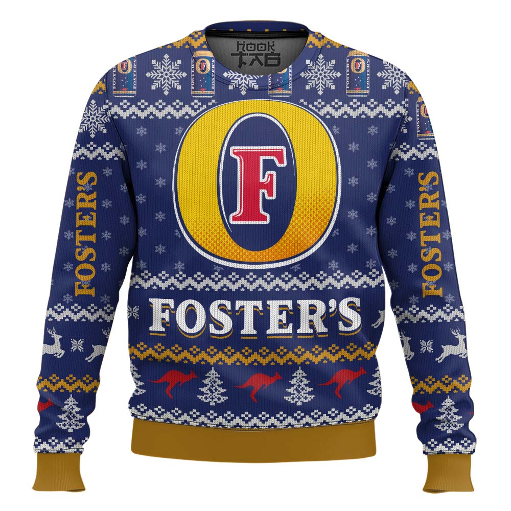 Hooktab Fosters Beer Ugly Christmas Sweater Hooktab Fosters Beer Ugly Christmas Sweater